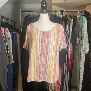 EUC W5 Rainbow Striped Top Size Large